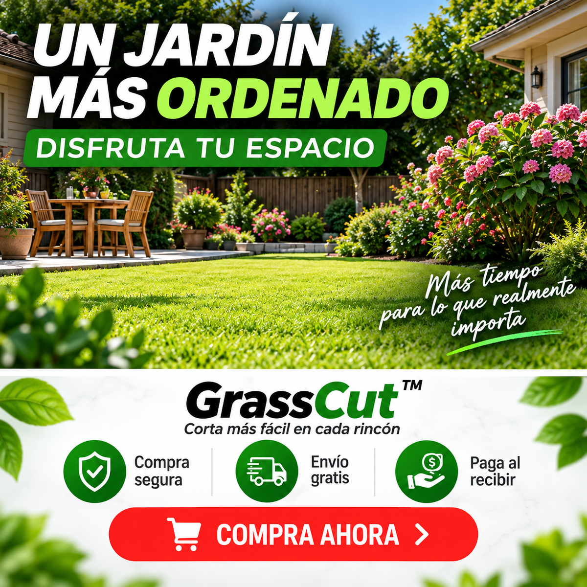 GrassCut™ - Corta más fácil en cada rincón, incluye 2 Baterías.
