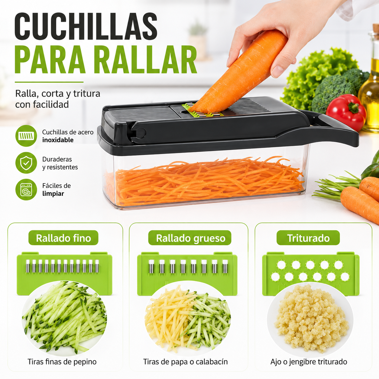 CortaFácil 15 en 1™ Corta, pica, rebana y ralla en segundos
