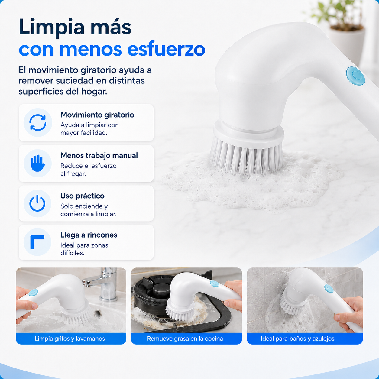 CleanSpin 5 en 1™ Un solo limpiador para distintos espacios de tu hogar