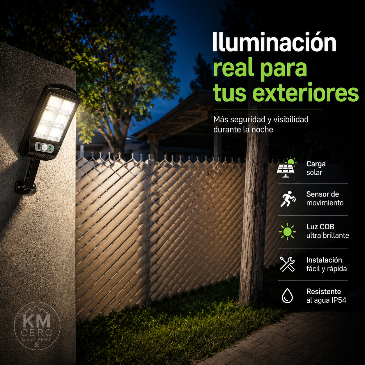 Lámpara Solar con Sensor - Ilumina y Protege tu Hogar