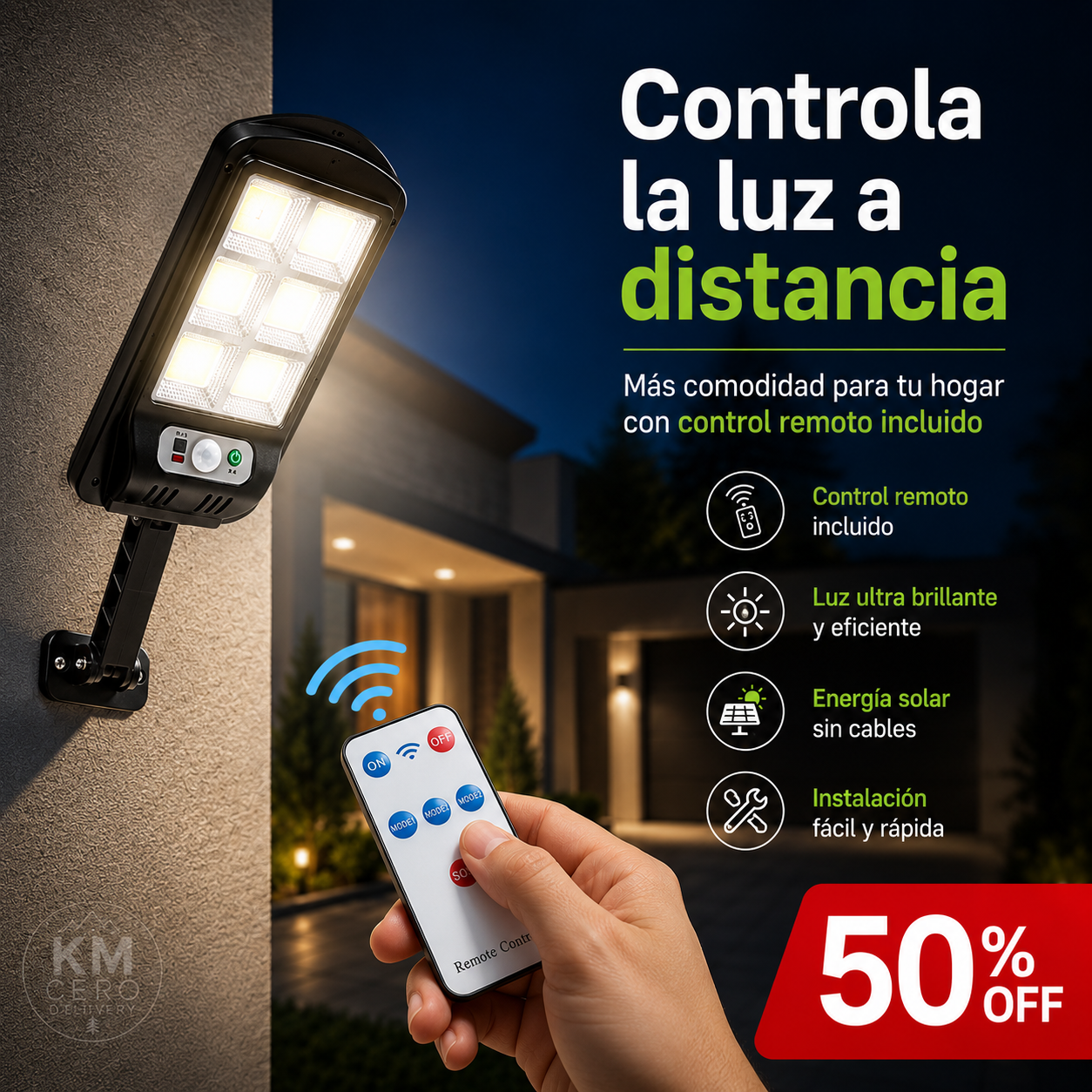 Lámpara Solar con Sensor - Ilumina y Protege tu Hogar