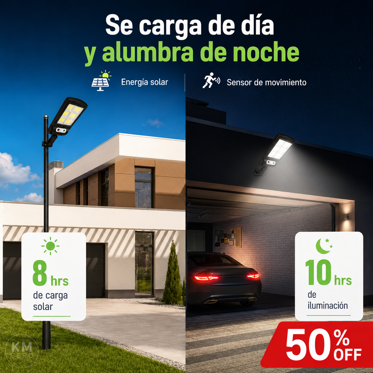 Lámpara Solar con Sensor - Ilumina y Protege tu Hogar