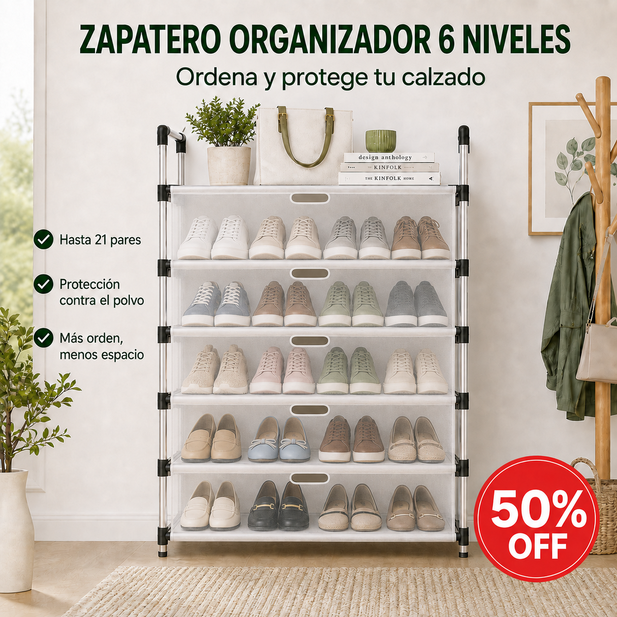 Zapatero Organizador 6 Niveles - Ordena y protege