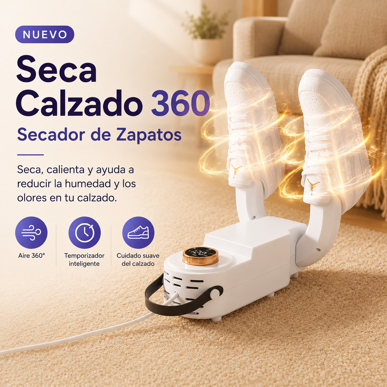 Seca Calzado 360™ Reduce la humedad y el mal olor