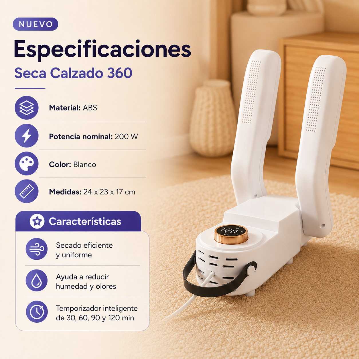 Seca Calzado 360™ Reduce la humedad y el mal olor