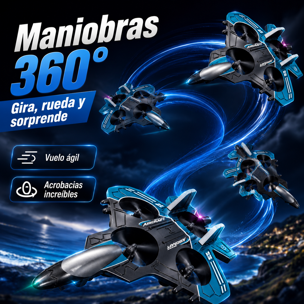 Dron Avión Con Control Remoto SkyFighter Pro™ Diversión Total