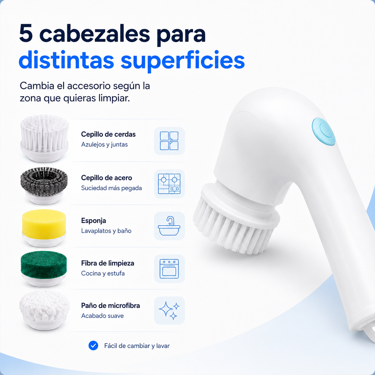 CleanSpin 5 en 1™ Un solo limpiador para distintos espacios de tu hogar