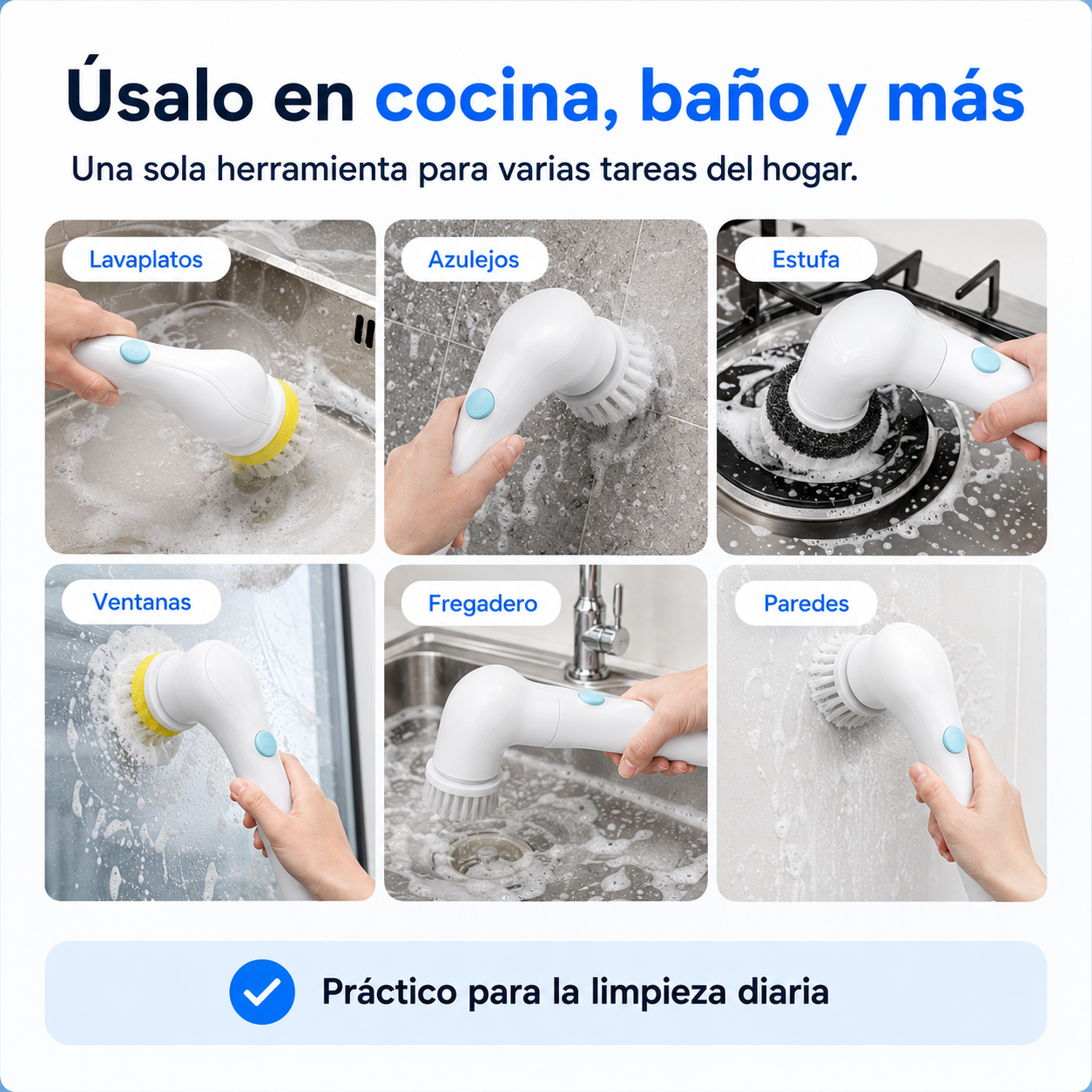 CleanSpin 5 en 1™ Un solo limpiador para distintos espacios de tu hogar