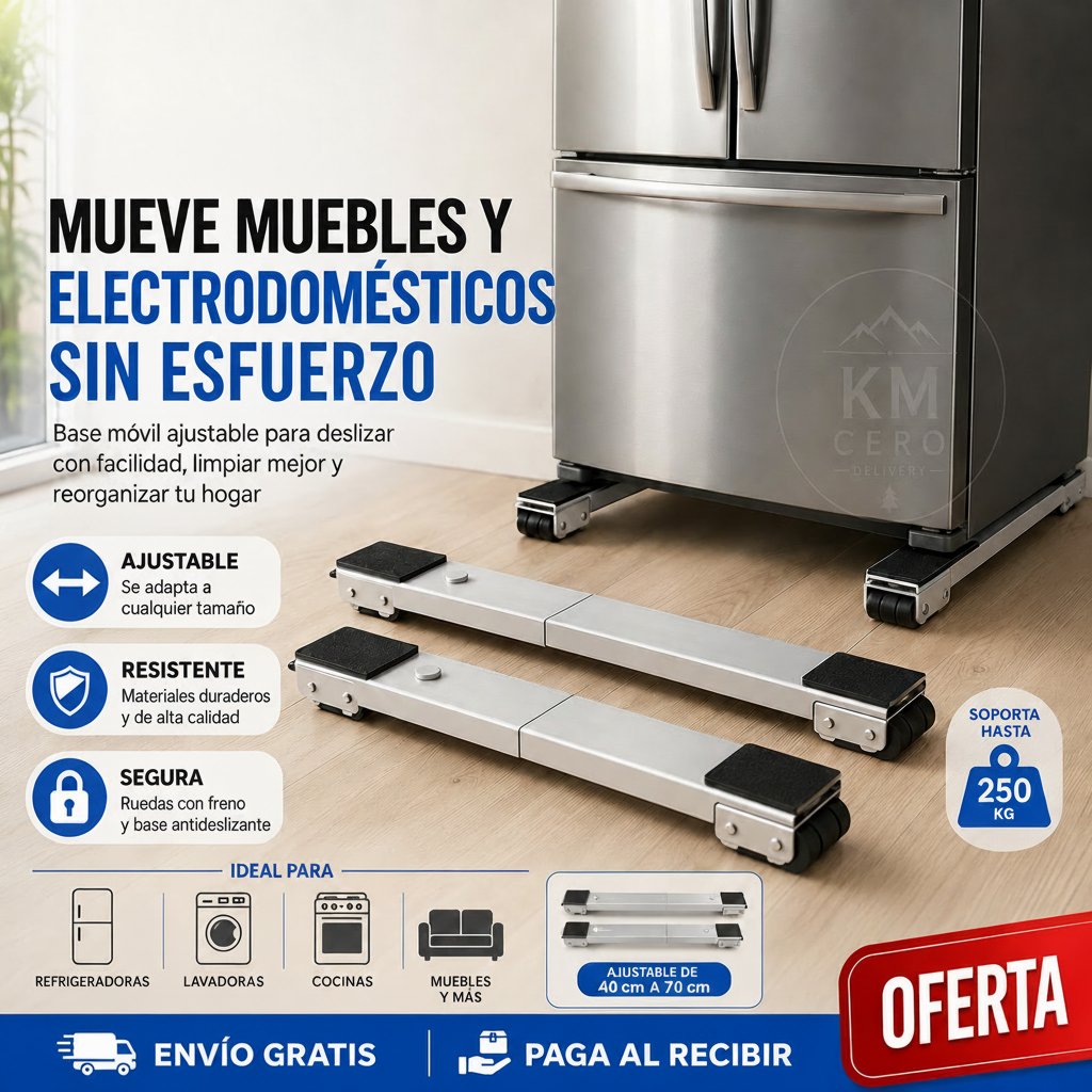 Base móvil para muebles y electrodomésticos, muévelos fácil y evita lesiones