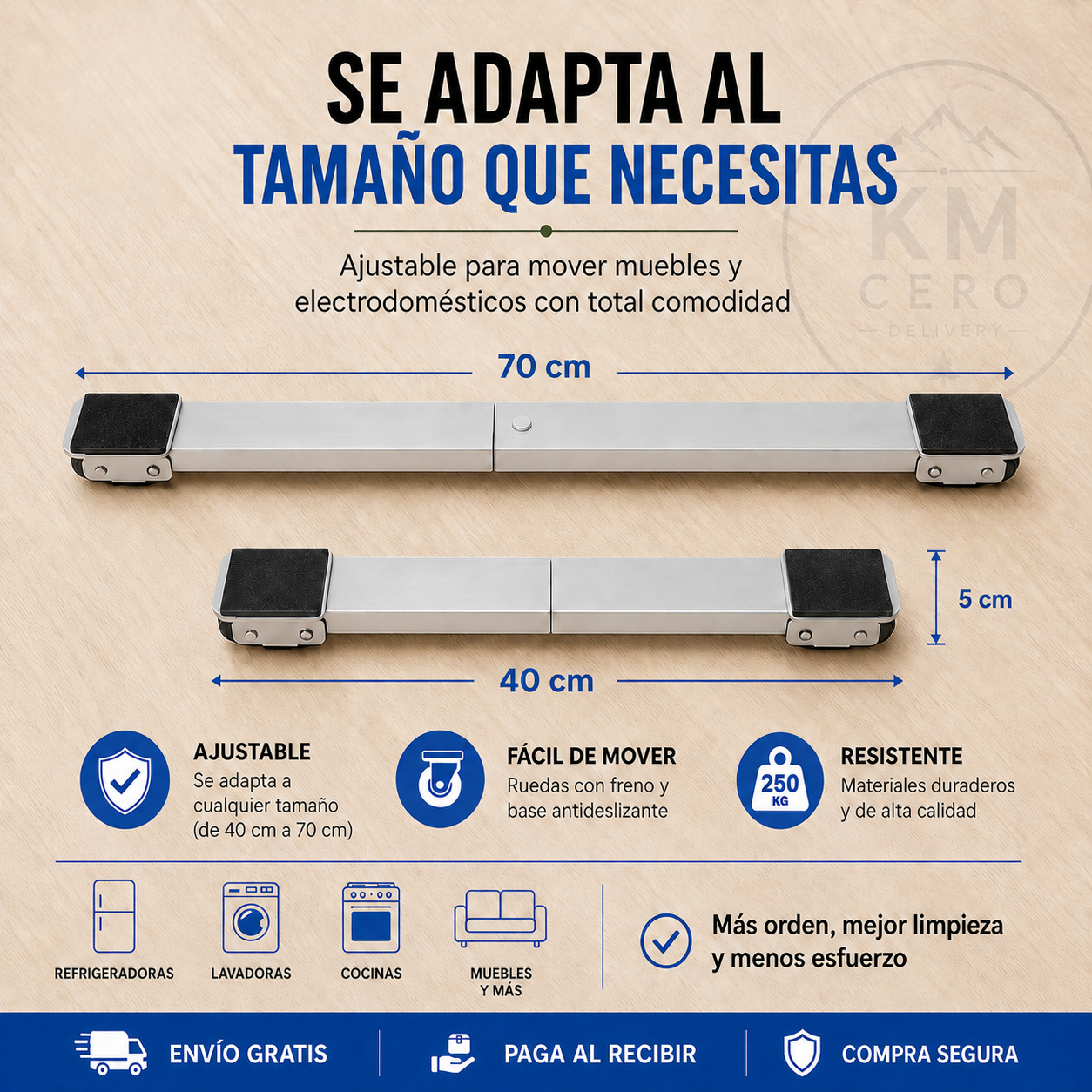 Base móvil para muebles y electrodomésticos, muévelos fácil y evita lesiones