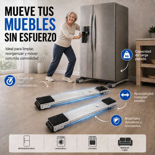 Base móvil para muebles y electrodomésticos, muévelos fácil y evita lesiones